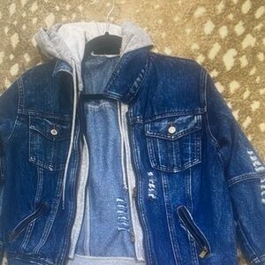 Branded Royalty Denim Jacket with Gray Hoodie. Size M